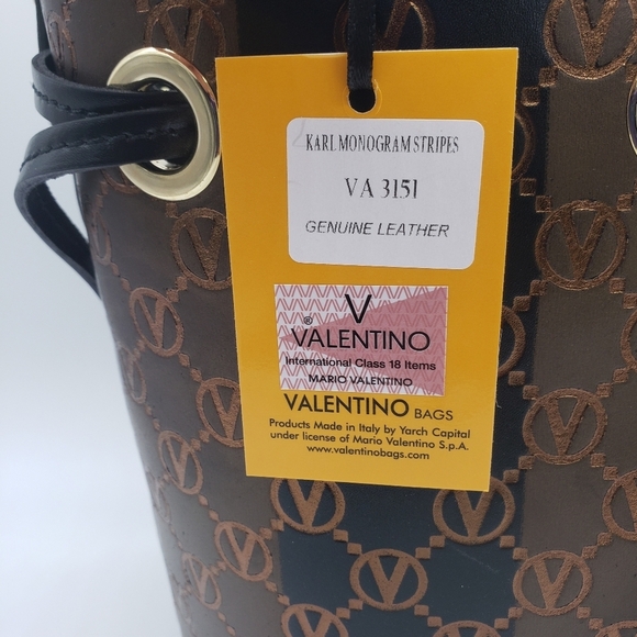 1387- VALENTINO By Mario Valentino Karl Monogram Stripes NWT - Picture 11 of 14